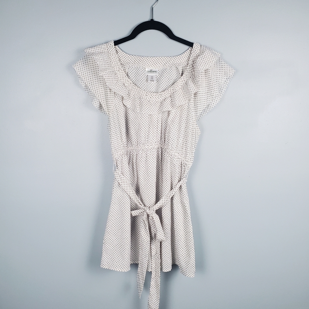 Motherhood Maternity polkadot babydoll ruffled top Size Medium